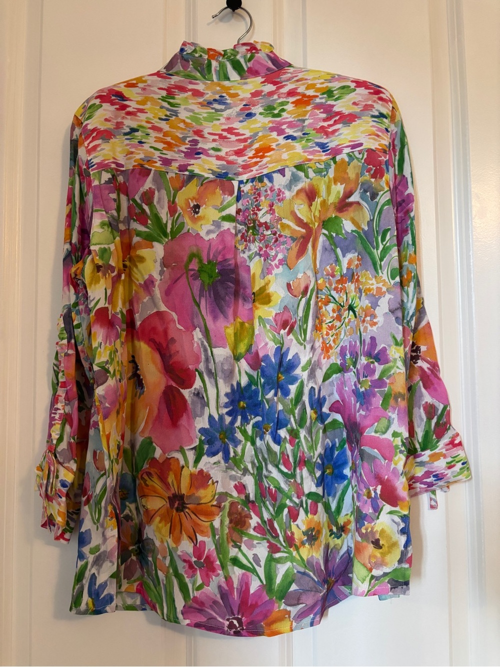 John Mark - Women's Multi Colored Floral Button-Front Popover Top Size S - Picture 9 of 9